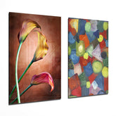 Tulips and Shapes 2 Pieces Combine Glass Wall Art | Insigne Art Design.